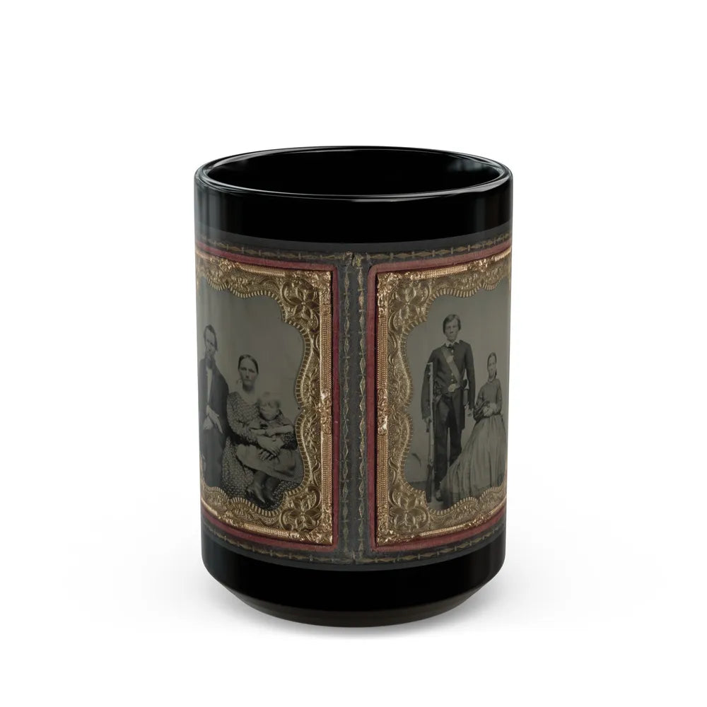 Unidentified Man, Woman, And Child And Unidentified Soldier With Musket And Woman (U.S. Civil War) Black Coffee Mug-15oz-Go Mug Yourself