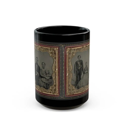 Unidentified Man, Woman, And Child And Unidentified Soldier With Musket And Woman (U.S. Civil War) Black Coffee Mug-15oz-Go Mug Yourself