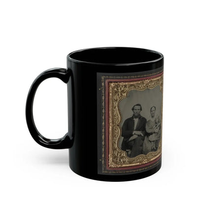 Unidentified Man, Woman, And Child And Unidentified Soldier With Musket And Woman (U.S. Civil War) Black Coffee Mug-Go Mug Yourself