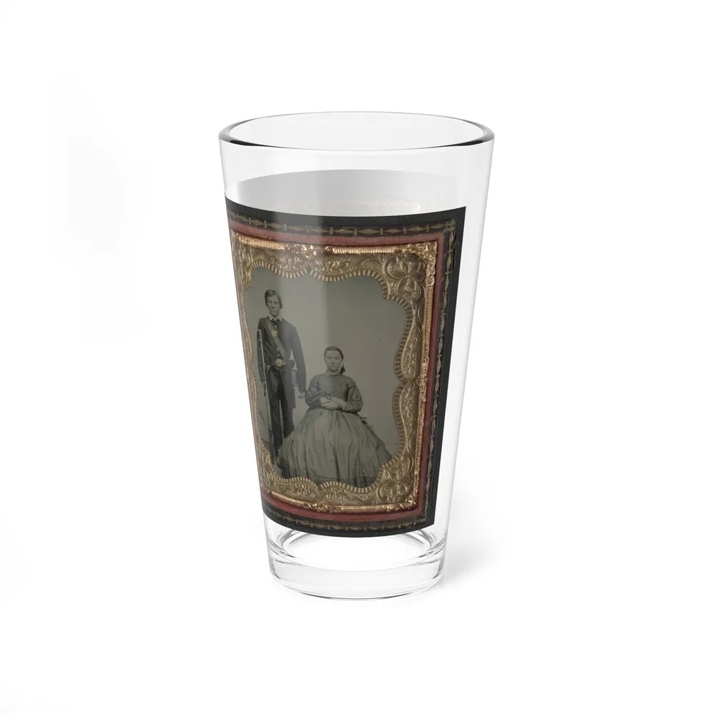 Unidentified Man, Woman, And Child And Unidentified Soldier With Musket And Woman (U.S. Civil War) Pint Glass 16oz-Go Mug Yourself