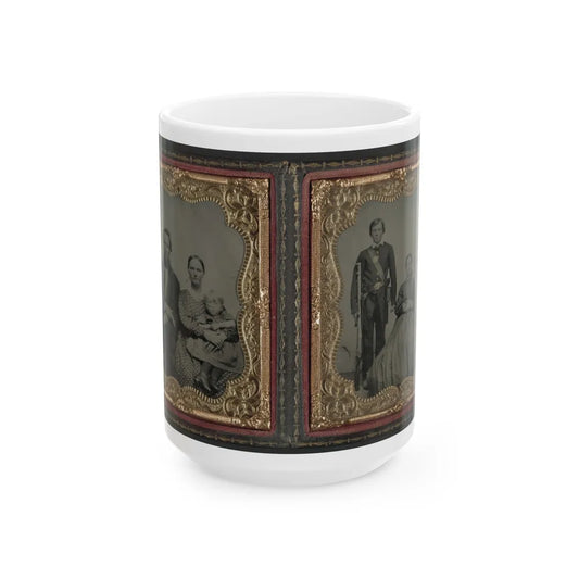 Unidentified Man, Woman, And Child And Unidentified Soldier With Musket And Woman (U.S. Civil War) White Coffee Mug-15oz-Go Mug Yourself