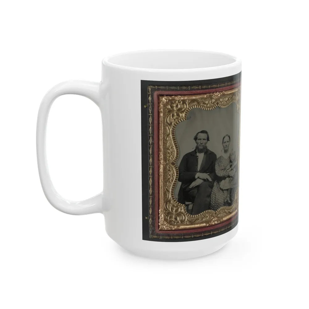 Unidentified Man, Woman, And Child And Unidentified Soldier With Musket And Woman (U.S. Civil War) White Coffee Mug-Go Mug Yourself