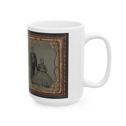 Unidentified Man, Woman, And Child And Unidentified Soldier With Musket And Woman (U.S. Civil War) White Coffee Mug-Go Mug Yourself