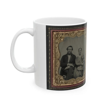 Unidentified Man, Woman, And Child And Unidentified Soldier With Musket And Woman (U.S. Civil War) White Coffee Mug-Go Mug Yourself