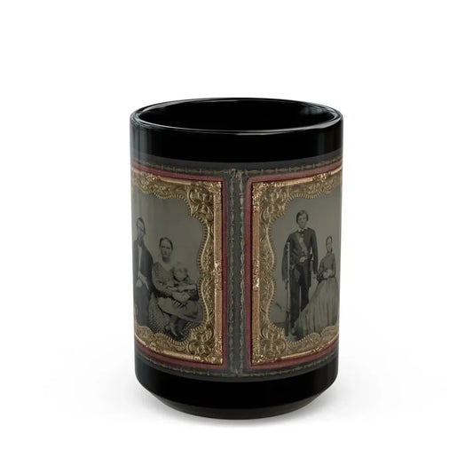 Unidentified Man, Woman, And Child And Unidentified Soldier With Musket And Woman (U.S. Civil War) Black Coffee Mug 15oz - Go Mug Yourself