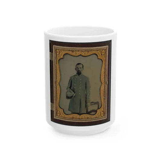 Unidentified Officer In Confederate Lieutenant's Uniform With Kepi (U.S. Civil War) White Coffee Mug 15oz - Go Mug Yourself