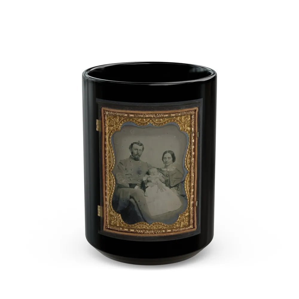 Unidentified Officer In Confederate Uniform With Wife And Baby (U.S. Civil War) Black Coffee Mug-15oz-Go Mug Yourself