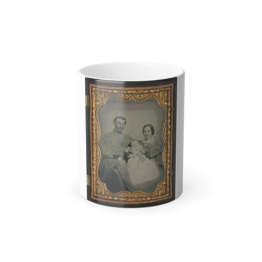 Unidentified Officer in Confederate Uniform With Wife and Baby (U.S. Civil War) Color Changing Coffee Mug 11oz-11oz-Go Mug Yourself