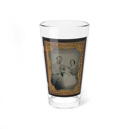 Unidentified Officer In Confederate Uniform With Wife And Baby (U.S. Civil War) Pint Glass 16oz-16oz-Go Mug Yourself