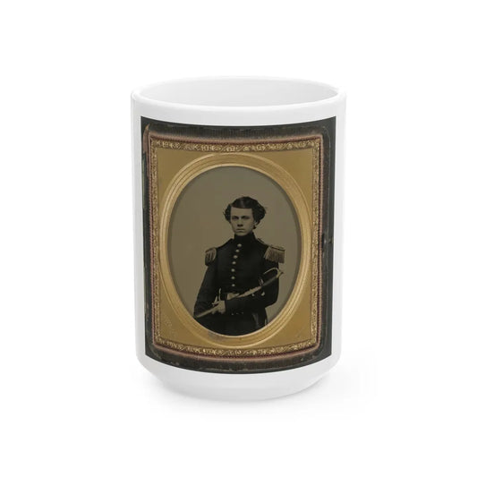 Unidentified Officer In Union Uniform With Sword (U.S. Civil War) White Coffee Mug-15oz-Go Mug Yourself