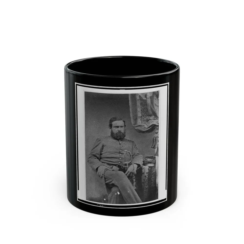 Unidentified Officer, Three-Quarter Length Portrait, Seated, With Left Hand On Sword, Facing Right (U.S. Civil War) Black Coffee Mug-11oz-Go Mug Yourself