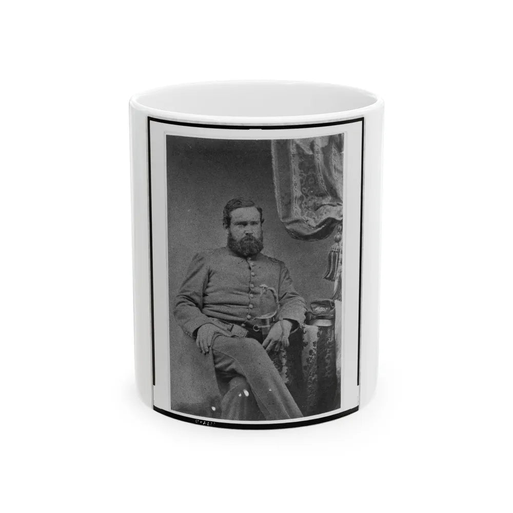 Unidentified Officer, Three-Quarter Length Portrait, Seated, With Left Hand On Sword, Facing Right (U.S. Civil War) White Coffee Mug-11oz-Go Mug Yourself