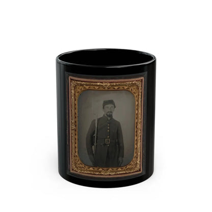 Unidentified Private In Confederate Uniform And Georgia Frame Buckle With Bayoneted Musket (U.S. Civil War) Black Coffee Mug-11oz-Go Mug Yourself