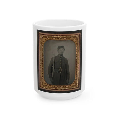 Unidentified Private In Confederate Uniform And Georgia Frame Buckle With Bayoneted Musket (U.S. Civil War) White Coffee Mug-15oz-Go Mug Yourself