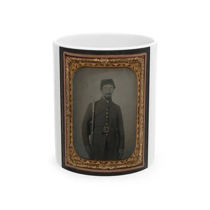 Unidentified Private In Confederate Uniform And Georgia Frame Buckle With Bayoneted Musket (U.S. Civil War) White Coffee Mug 11oz - Go Mug Yourself