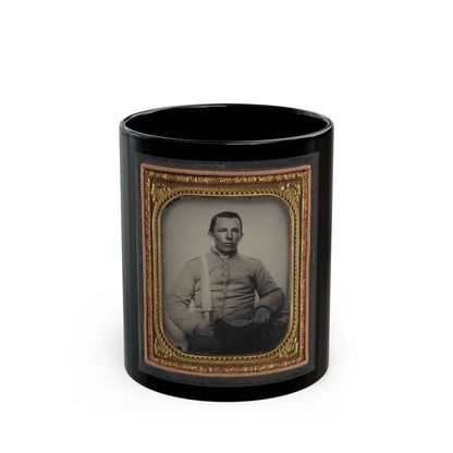 Unidentified Private In Confederate Uniform With Bowie Knife (U.S. Civil War) Black Coffee Mug-11oz-Go Mug Yourself