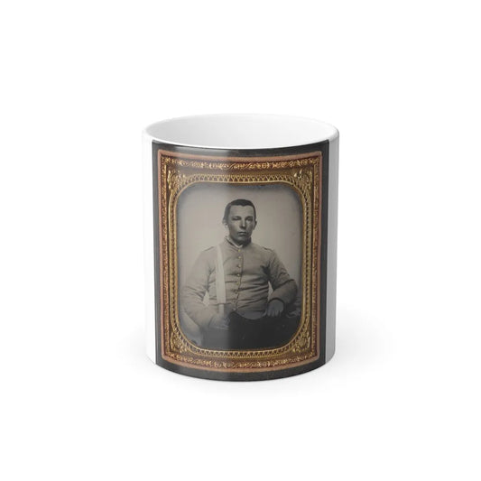 Unidentified Private in Confederate Uniform With Bowie Knife (U.S. Civil War) Color Changing Coffee Mug 11oz-11oz-Go Mug Yourself