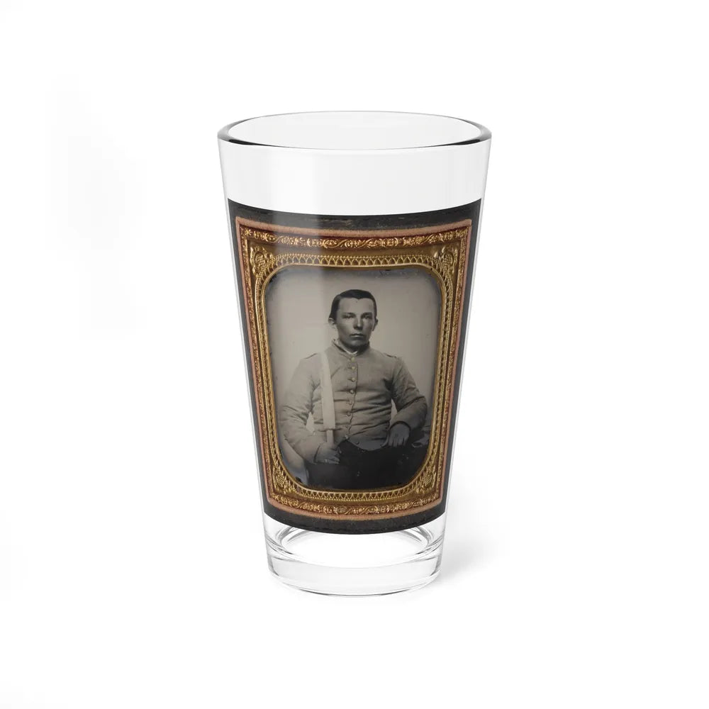 Unidentified Private In Confederate Uniform With Bowie Knife (U.S. Civil War) Pint Glass 16oz-16oz-Go Mug Yourself