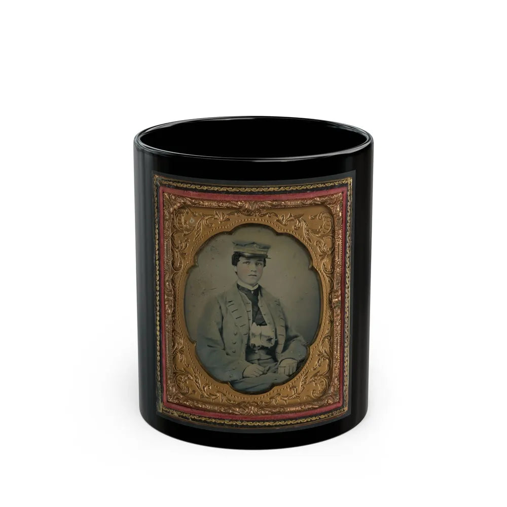 Unidentified Sailor In Confederate Midshipman Uniform (U.S. Civil War) Black Coffee Mug-11oz-Go Mug Yourself