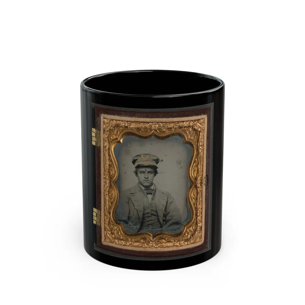 Unidentified Sailor In Confederate Naval Officer's Uniform (U.S. Civil War) Black Coffee Mug-11oz-Go Mug Yourself