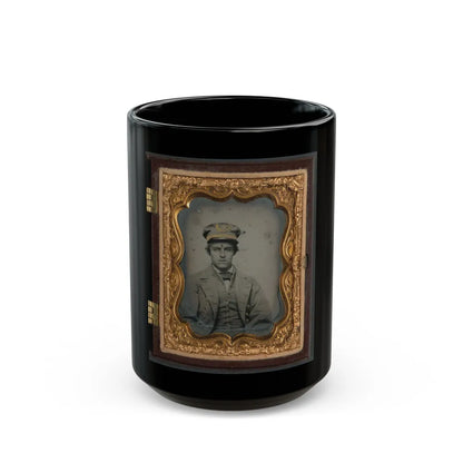 Unidentified Sailor In Confederate Naval Officer's Uniform (U.S. Civil War) Black Coffee Mug-15oz-Go Mug Yourself