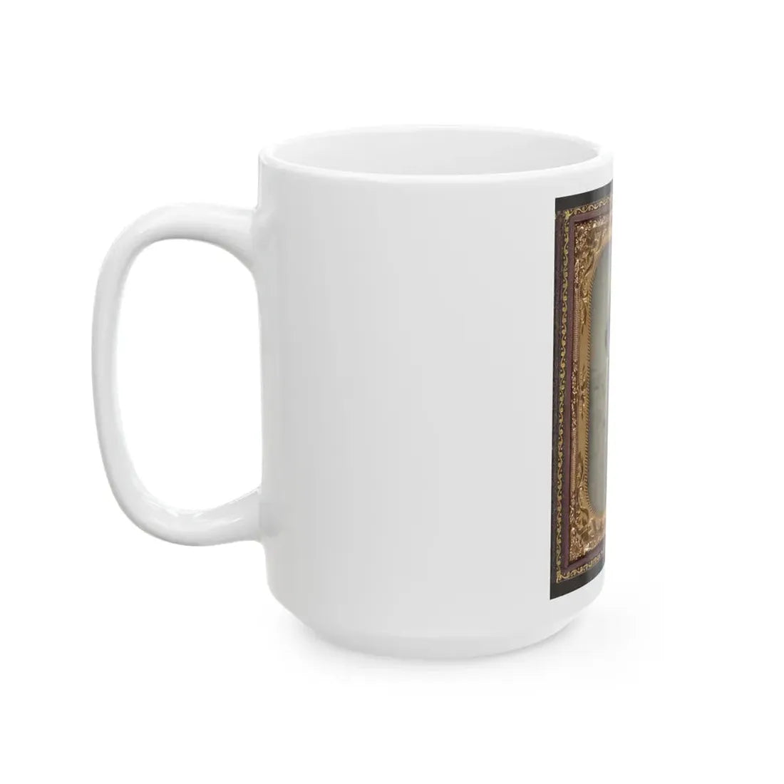 Unidentified Sailor In Union Uniform At American Flag-Draped Table In Front Of Painted  Backdrop Showing Naval Ship (U.S. Civil War) White Coffee Mug - Go Mug Yourself