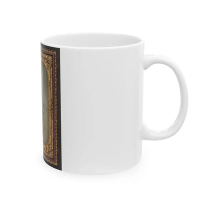 Unidentified Sailor In Union Uniform At American Flag-Draped Table In Front Of Painted  Backdrop Showing Naval Ship (U.S. Civil War) White Coffee Mug - Go Mug Yourself