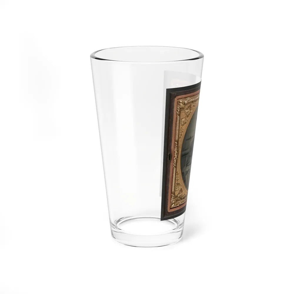 Unidentified Sailor In Union Uniform With An American Flag-Draped Table In Front Of Painted Backdrop Showing A Water Scene (U.S. Civil War) Pint Glass 16oz-Go Mug Yourself