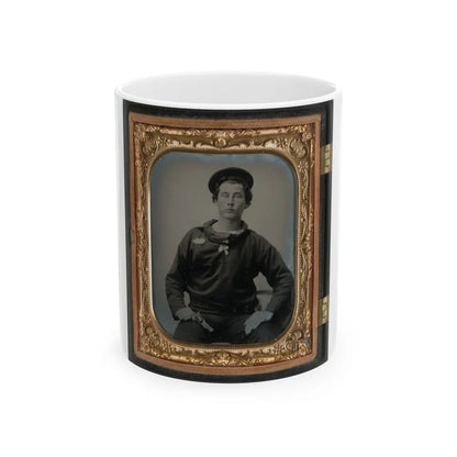 Unidentified Sailor In Union Uniform With Pistol (U.S. Civil War) White Coffee Mug-11oz-Go Mug Yourself