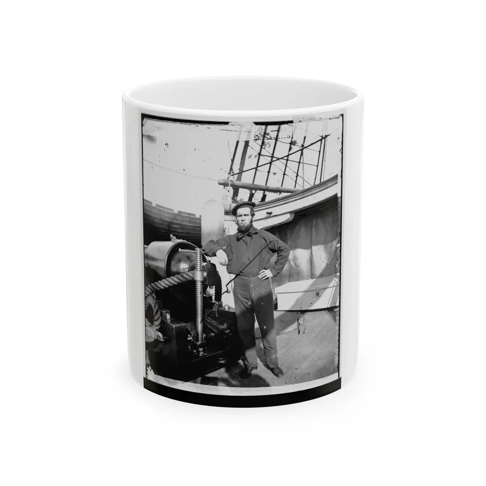 Unidentified Sailor On U.S.S. New Hampshire (U.S. Civil War) White Coffee Mug-11oz-Go Mug Yourself