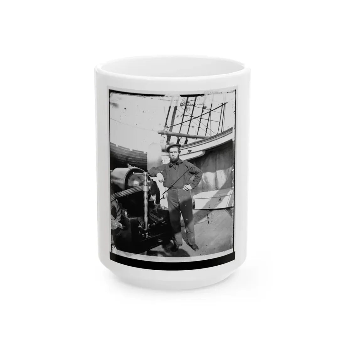 Unidentified Sailor On U.S.S. New Hampshire (U.S. Civil War) White Coffee Mug 15oz - Go Mug Yourself