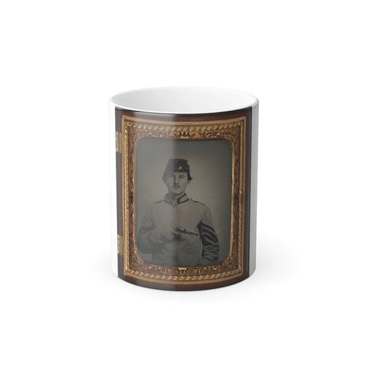 Unidentified Sergeant in Confederate Uniform and Company G Hat With Revolver (U.S. Civil War) Color Changing Coffee Mug 11oz-11oz-Go Mug Yourself