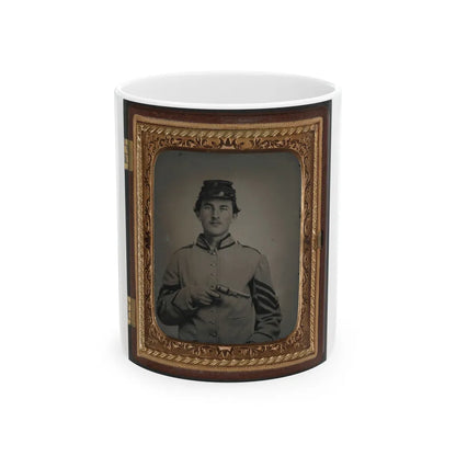 Unidentified Sergeant In Confederate Uniform And Company G Hat With Revolver (U.S. Civil War) White Coffee Mug-11oz-Go Mug Yourself