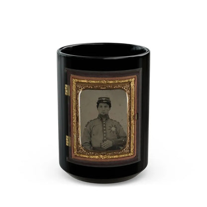 Unidentified Soldier From Co. B (Sunflower Dispersers), 3rd Mississippi Infantry Regiment In Uniform And Kepi With Letter  W (U.S. Civil War) Black Coffee Mug 15oz - Go Mug Yourself
