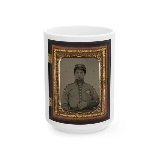 Unidentified Soldier From Co. B (Sunflower Dispersers), 3rd Mississippi Infantry Regiment In Uniform And Kepi With Letter  W (U.S. Civil War) White Coffee Mug 15oz - Go Mug Yourself