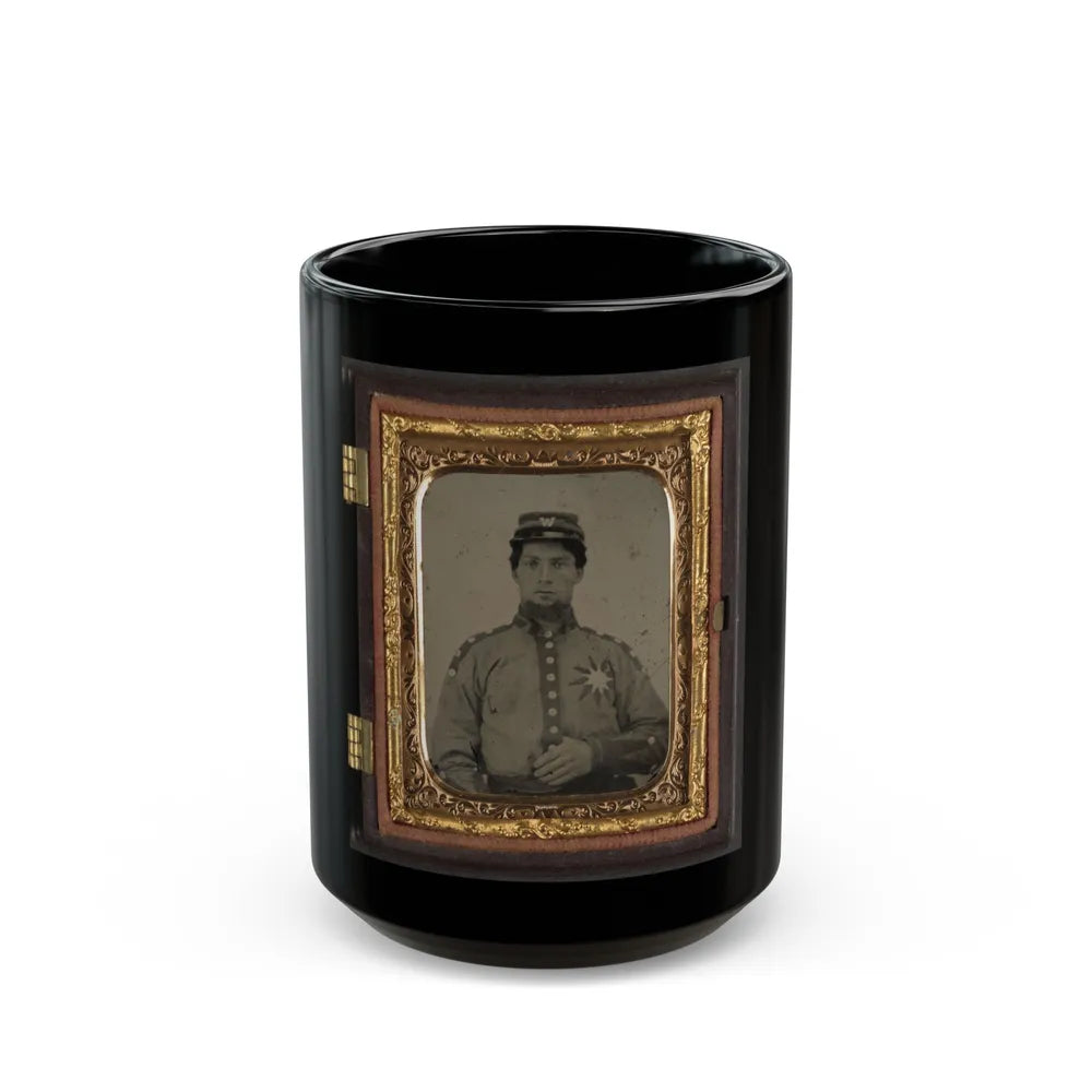 Unidentified Soldier From Co. B (Sunflower Dispersers), 3rd Mississippi Infantry Regiment In Uniform And Kepi With Letter W (U.S. Civil War) Black Coffee Mug-15oz-Go Mug Yourself