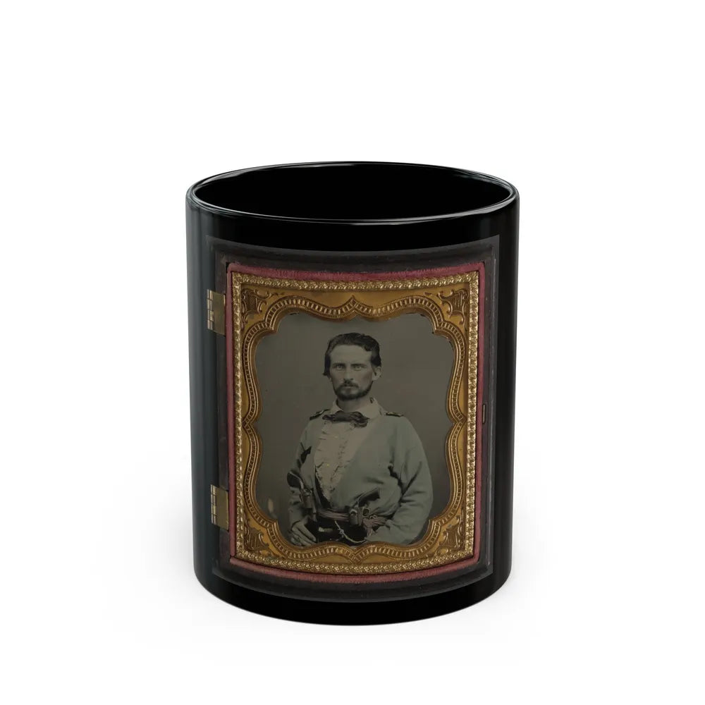 Unidentified Soldier From Kentucky In Confederate Uniform With Two Revolvers (U.S. Civil War) Black Coffee Mug-11oz-Go Mug Yourself