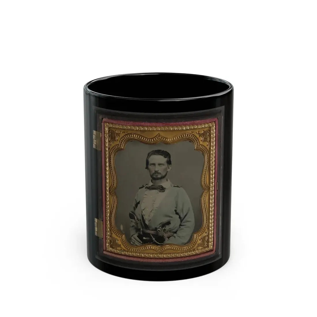 Unidentified Soldier From Kentucky In Confederate Uniform With Two Revolvers (U.S. Civil War) Black Coffee Mug 11oz - Go Mug Yourself