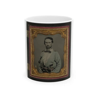 Unidentified Soldier From Kentucky In Confederate Uniform With Two Revolvers (U.S. Civil War) White Coffee Mug 11oz - Go Mug Yourself