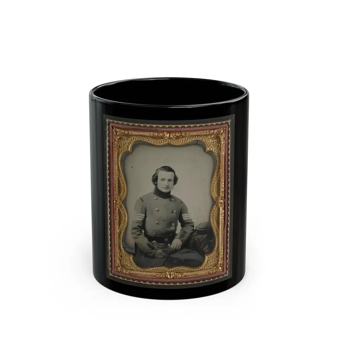 Unidentified Soldier From New York In Union Sergeant's Uniform (U.S. Civil War) Black Coffee Mug 11oz - Go Mug Yourself