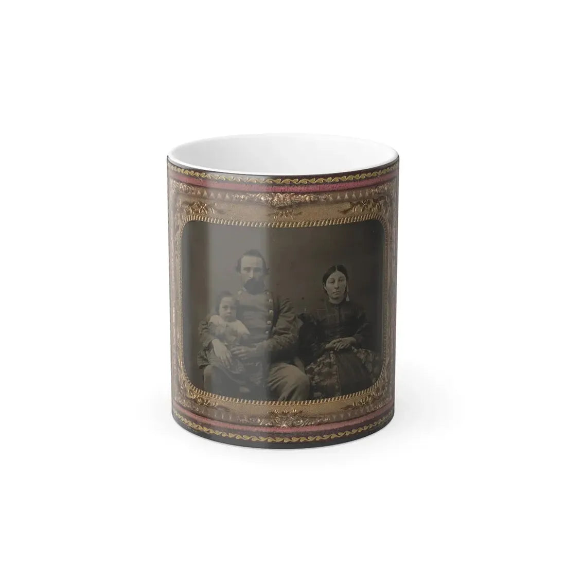 Unidentified Soldier in Confederate 1St Lieutenant's Uniform With Wife and Baby (U.S. Civil War) Color Changing Coffee Mug 11oz Default Title 11oz - Go Mug Yourself