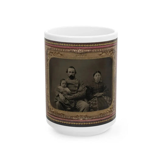 Unidentified Soldier In Confederate 1st Lieutenant's Uniform With Wife And Baby (U.S. Civil War) White Coffee Mug 15oz - Go Mug Yourself