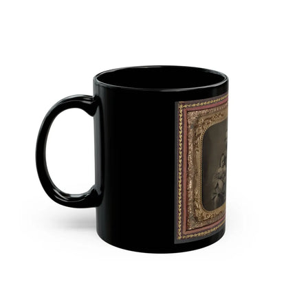 Unidentified Soldier In Confederate 1st Lieutenant's Uniform With Wife And Baby (U.S. Civil War) Black Coffee Mug-Go Mug Yourself