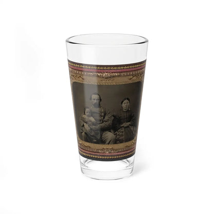 Unidentified Soldier In Confederate 1st Lieutenant's Uniform With Wife And Baby (U.S. Civil War) Pint Glass 16oz-16oz-Go Mug Yourself