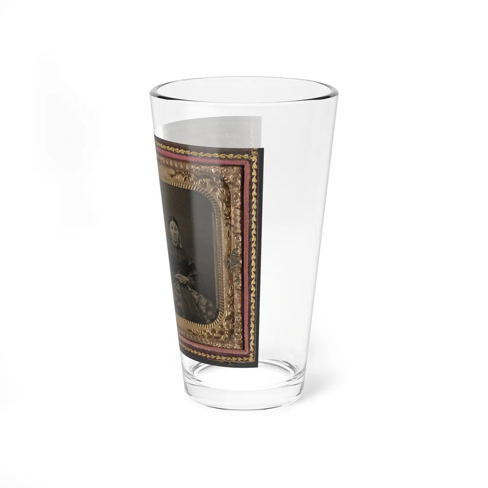 Unidentified Soldier In Confederate 1st Lieutenant's Uniform With Wife And Baby (U.S. Civil War) Pint Glass 16oz-Go Mug Yourself