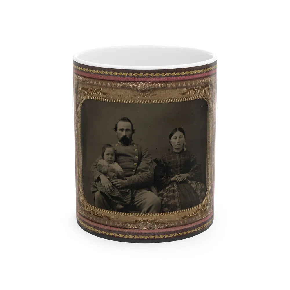 Unidentified Soldier In Confederate 1st Lieutenant's Uniform With Wife And Baby (U.S. Civil War) White Coffee Mug-11oz-Go Mug Yourself