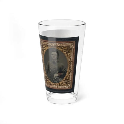 Unidentified Soldier In Confederate Artillery First Lieutenant's Uniform Holding Sword, With Lock Of Hair In Case (U.S. Civil War) Pint Glass 16oz - Go Mug Yourself