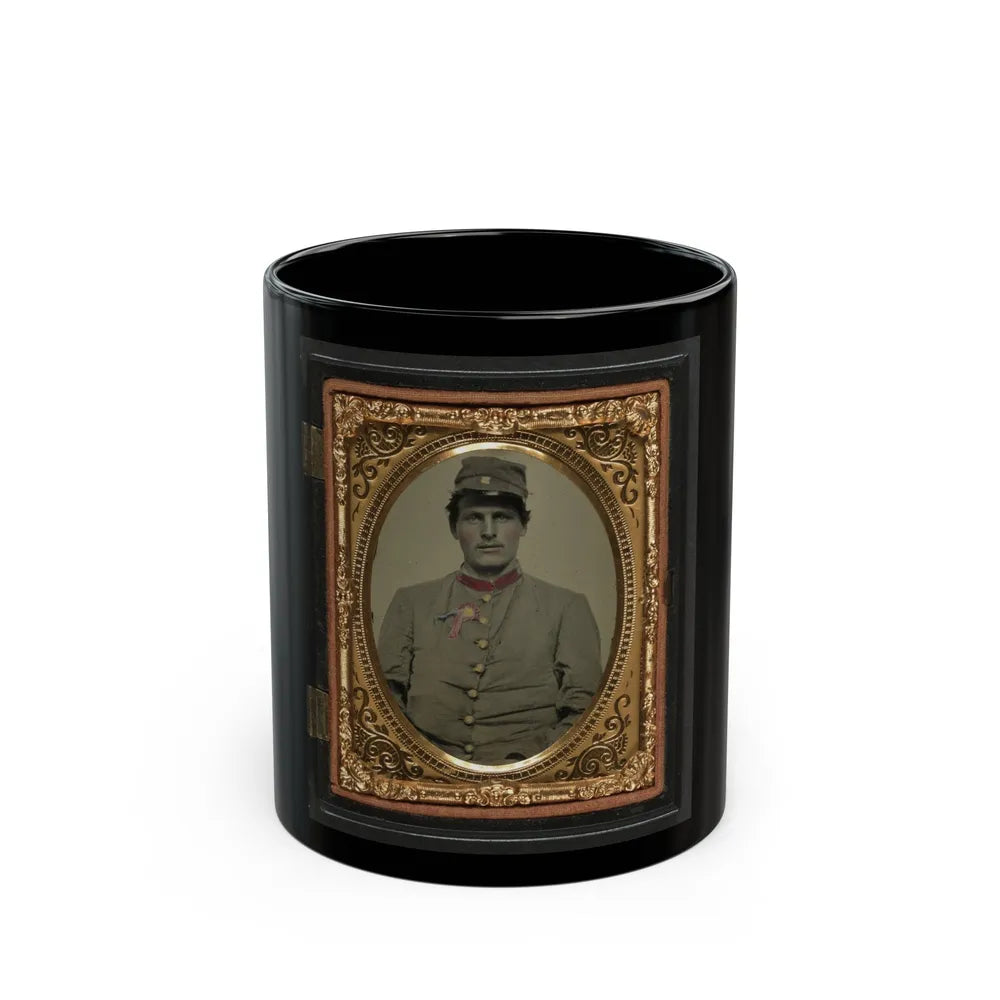 Unidentified Soldier In Confederate Artillery Jacket With Secession Badge And Artillery Forage Hat (U.S. Civil War) Black Coffee Mug-11oz-Go Mug Yourself