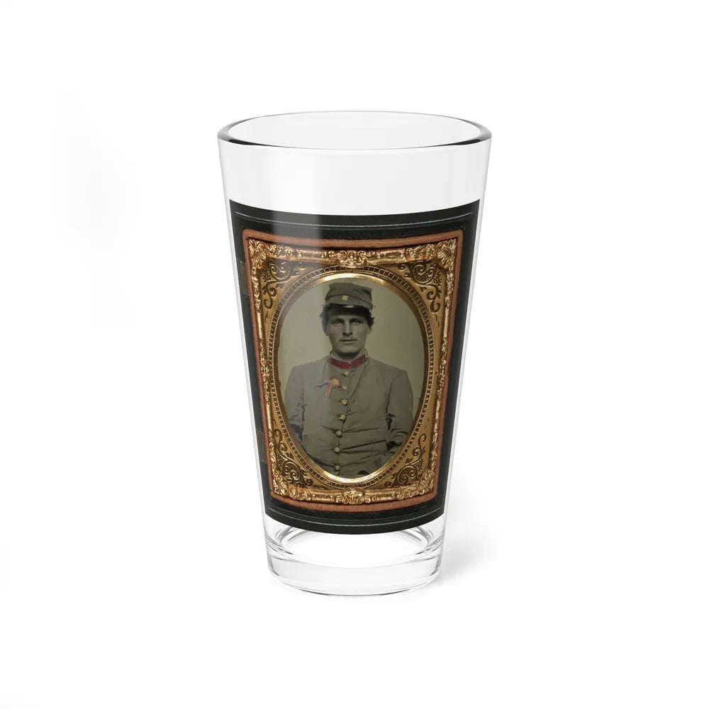 Unidentified Soldier In Confederate Artillery Jacket With Secession Badge And Artillery Forage Hat (U.S. Civil War) Pint Glass 16oz-16oz-Go Mug Yourself