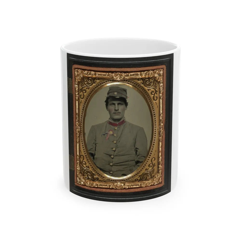 Unidentified Soldier In Confederate Artillery Jacket With Secession Badge And Artillery Forage Hat (U.S. Civil War) White Coffee Mug-11oz-Go Mug Yourself